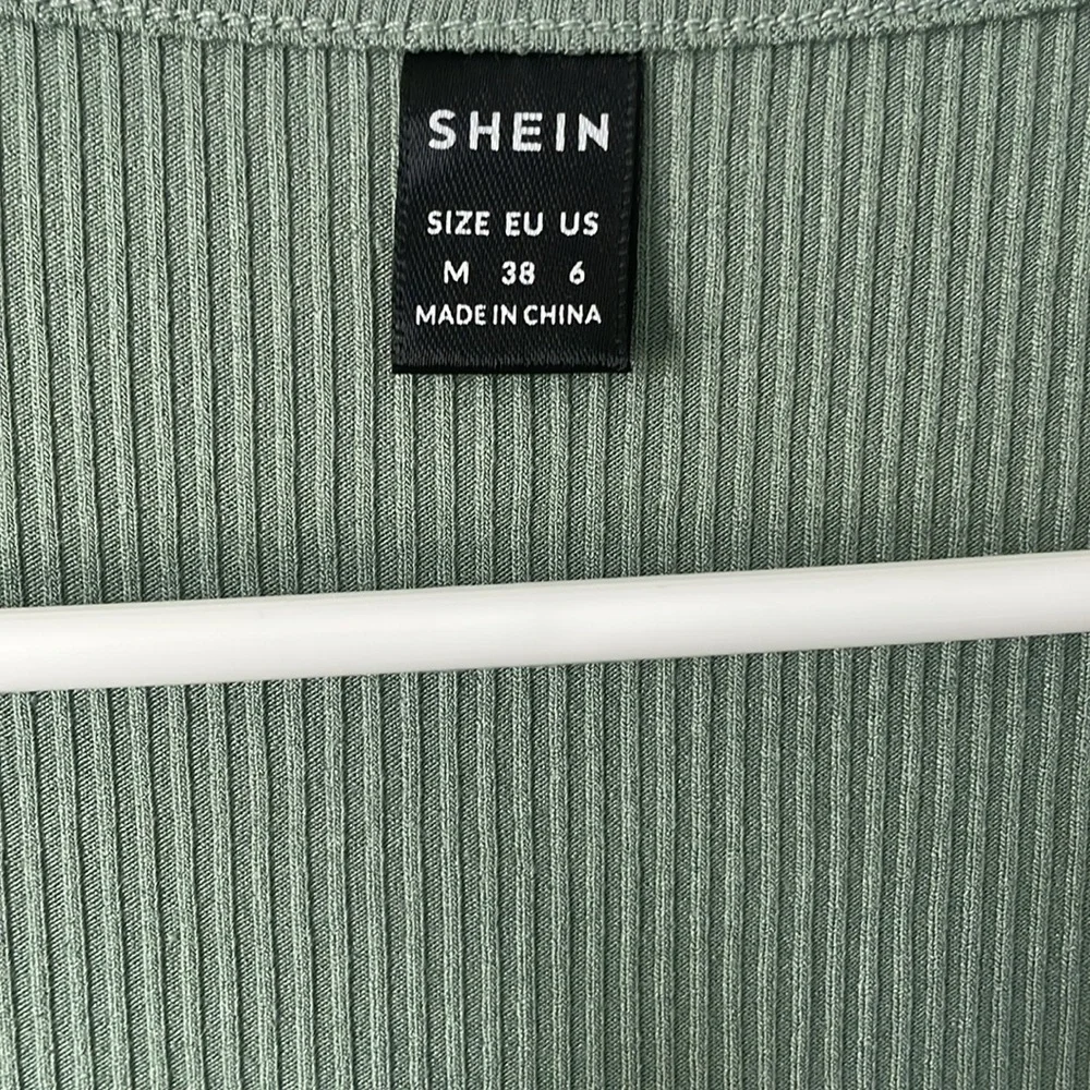 Square Neck Rib Knit Fitted Tee - Picture 8 of 8